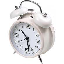 4 Twin Bell Alarm Clock Battery Operated, Loud Mechanical Wind-Up Alarm Clock with Stereoscopic Dial, Non Ticking(White)