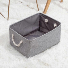 Foldable Fabric Storage Basket, Large Storage Box with Cotton Rope Handles Storage Cube Storage Box for Kids Toys Wardrobe Bedroom (Gray Medium