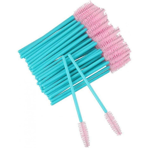 100 PCS Disposable Eyelash Brushes Blue and Pink  Makeup Tool