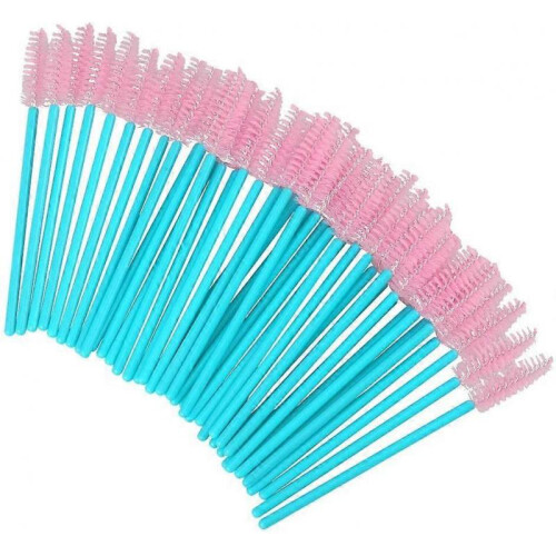 100 PCS Disposable Eyelash Brushes Blue and Pink  Makeup Tool 1