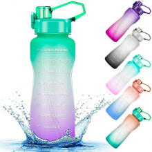 Half Gallon/64 oz Water Bottle, Large Motivational Water Bottles with Time Marker & Straw, 100% Spill Proof BPA Free Tritan Water Jug