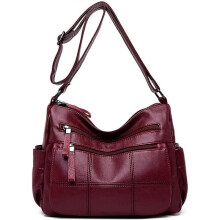Soft Ladies Leather Crossbody Bags Girls Lightweight Shoulder Handbags for Women Multi-Pocket with Adjustable Shoulder Strap,wine