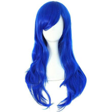 28" 70cm Long Curly Hair Ends Costume Cosplay Wig for women girl (Blue)