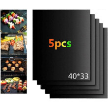 Baking Mat BBQ Grill Mat BBQ Grill Mat BBQ Grill Mat Grill Mat BBQ Grill Mat, 100% Reusable Non-Stick, 40 * 33cm, 5 Pack (New Materials)