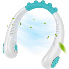 Portable Neck Fan for Kids,USB Rechargeable Battery Operated Hanging Personal Mini FanWearable Creative Leafless Fan3 Speeds-Snow White