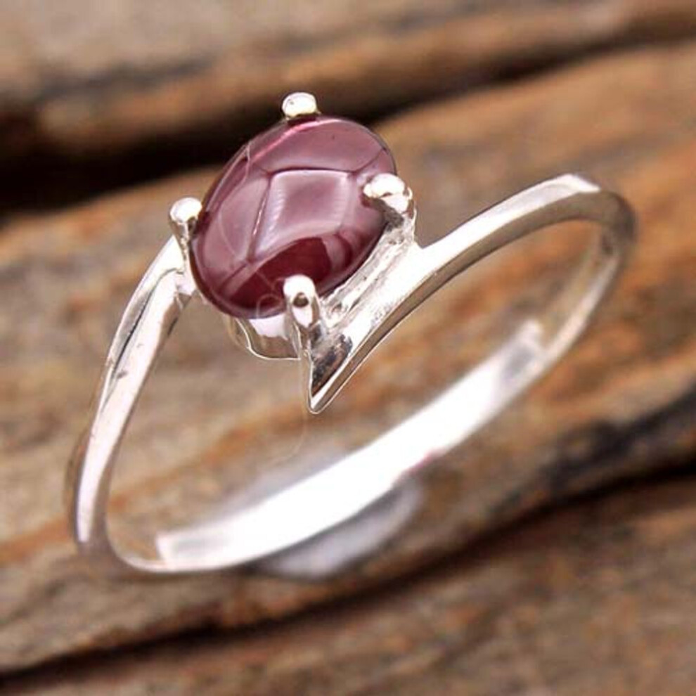 (red, 11) 925 Sterling Silver Handmade Ring, Statement Jewelry, Garnet Ring, Natural Gemstone, Silver Charm Jewelry