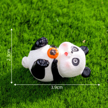 (Lying Persimmon) Panda Resin Diy Figurines Microlandscape Craft Set Miniature Tea Party Decor