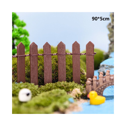 (Καφές) 90cm Mini DIY Ξύλινος φράχτης Μινιατούρα φυτικό ντ