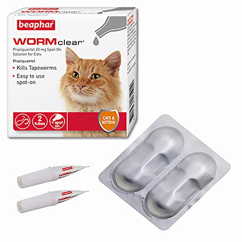 Beaphar Beaphar WORMclear Spot-On Cats, Tapeworm Treatment, 2 Pipettes 2