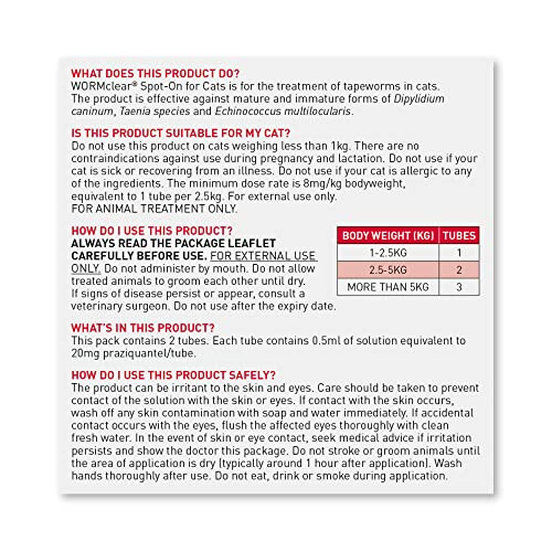 Beaphar Beaphar WORMclear Spot-On Cats, Tapeworm Treatment, 2 Pipettes 1