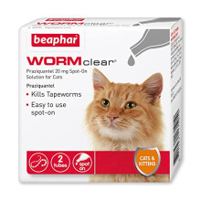 Beaphar WORMclear Spot-On Cats, Tapeworm Treatment, 2 Pipettes