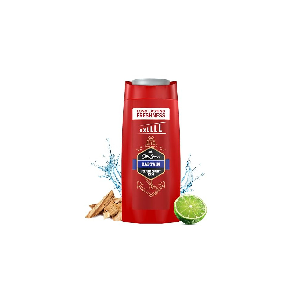 Old Spice Captain Shower Gel & Shampoo For Men 675 ml, 3-in-1 Body-Hair-Face Wash, Long-lasting Fresh