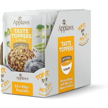 Applaws Taste Toppers 100% Natural Wet Dog Food Topper, Chicken and Vegetables in Broth Pouch (12 x 85g Pouches)