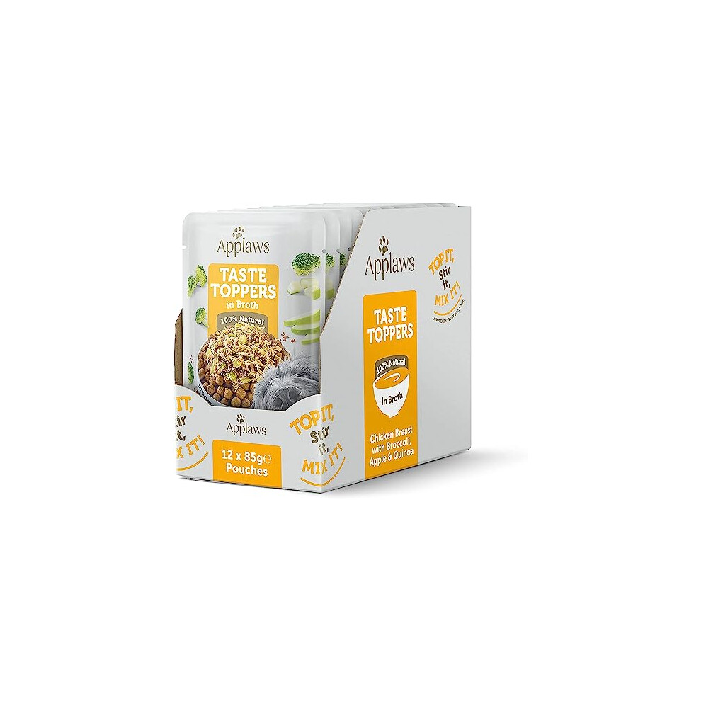 Applaws Taste Toppers 100% Natural Wet Dog Food Topper, Chicken And Vegetables In Broth Pouch (12 X 85G Pouches)