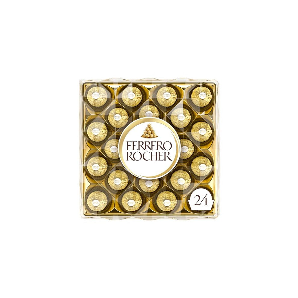 Ferrero Rocher Chocolate Gift Box For Christmas, Covered In Milk Chocolate And Nuts, Box Of 24 (300G)