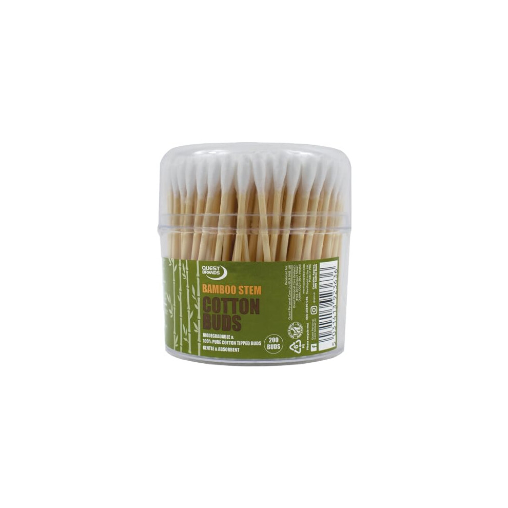 Pretty Quest 200 Cotton Buds (Bamboo Stem)