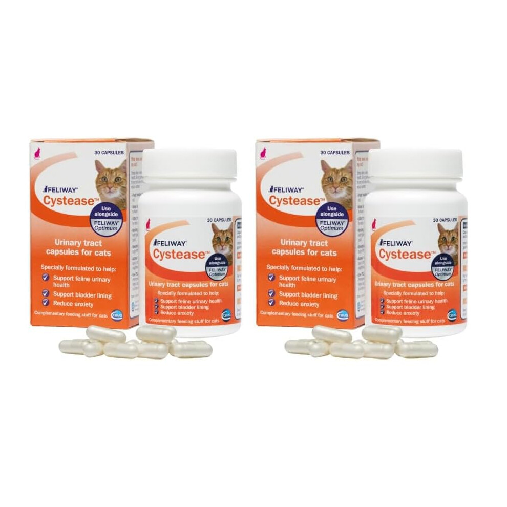 Feliway Cystease, For Stress-Related Bladder Problems In Cats Capsules, 30 Count (Pack Of 2)
