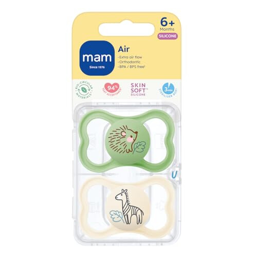 MAM MAM Air Soothers, 6+ Months, 2-Pack, Steriliser Case 1