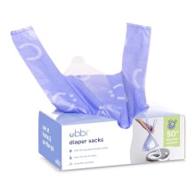 Ubbi Disposable Nappy Sacks, Lavender Scented, Easy-To-Tie Tabs, Baby Nappy Disposal or Pet Waste Bags, 200 Count