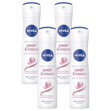 NIVEA Pearl & Beauty Anti-Perspirant Spray, 150ml, 48H, (Pack of 4)