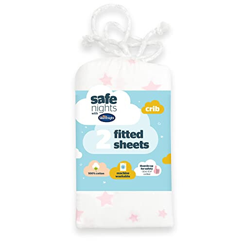 Silentnight Silentnight Safe Nights Crib Fitted Sheets, Jersey Cotton, 2-Pack