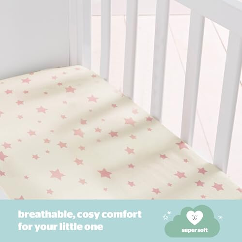 Silentnight Silentnight Safe Nights Crib Fitted Sheets, Jersey Cotton, 2-Pack 1