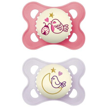 MAM Original Night Soothers, 0-6 Months, 2 Pack, Glow