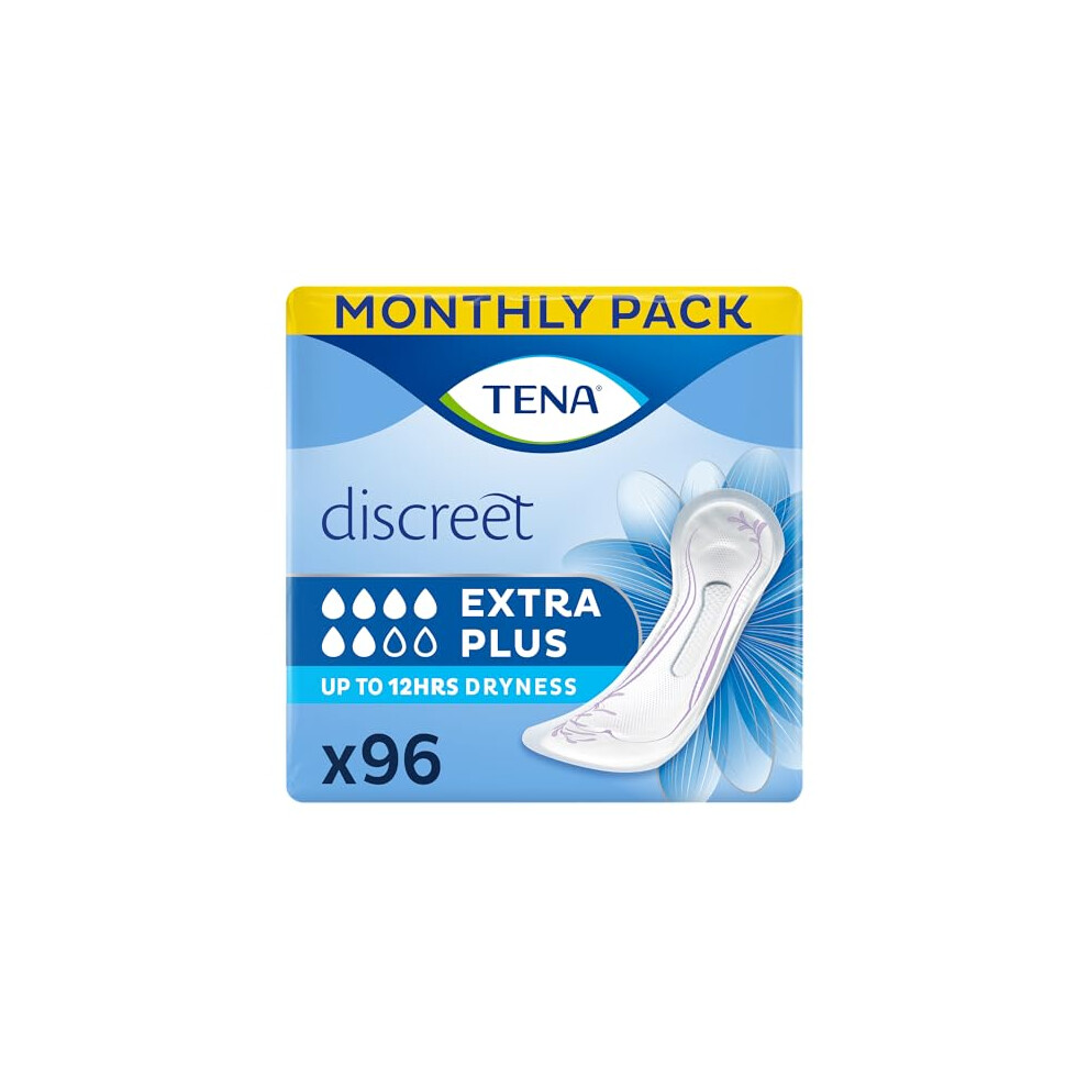 Tena Discreet Extra Plus Pads, Medium/Heavy, 96 Count, Individually Wrapped