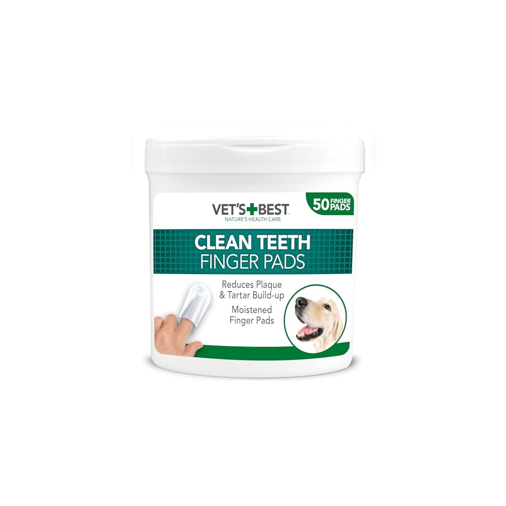 Vet's Best Dental Care Finger Wipes | Reduces Plaque & Freshens Breath | Teeth Cleaning Finger Wipes For Dogs & Cats | 50 Disposable Wipes