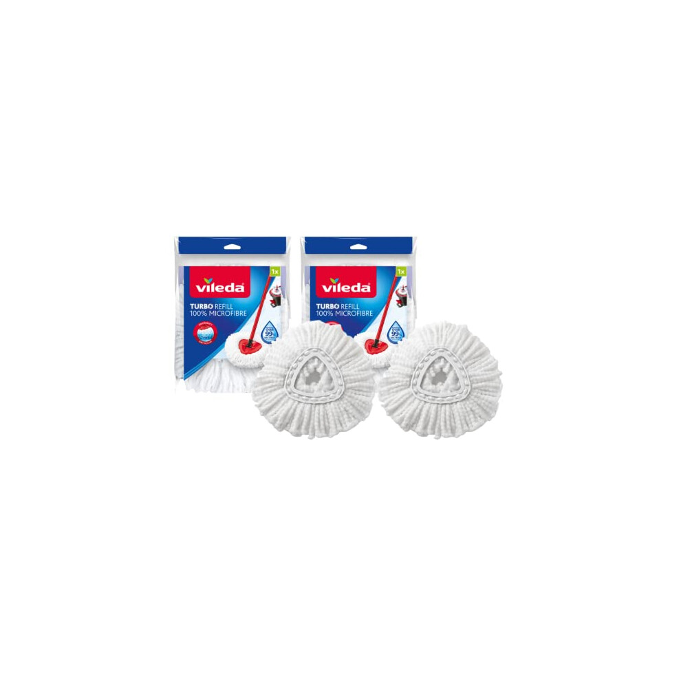 Vileda Turbo Spin Mop Refill, Pack of 2 Turbo Mop Head Replacements, Fits all Vileda Turbo Mops, Authentic Vileda Mop Head