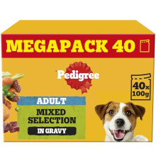 PEDIGREE - Adult Wet Dog Food Pouches - 40 x 100 g - Mixed Selection in Gravy - Dog Food Wet Bulk Pack