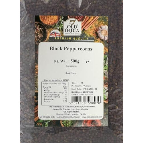 Old India Black Peppercorns 500g 1