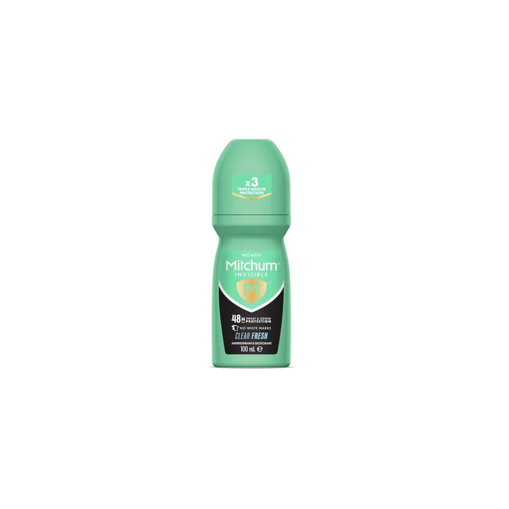 Mitchum Invisible Women 48HR Protection Roll On Deodorant & Anti-Perspirant, No White Marks, Alcohol Free, Clear Fresh