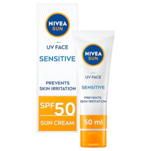 NIVEA Sun UV Face Sensitive SPF 50 Cream, UVA/UVB Protection, 50ml