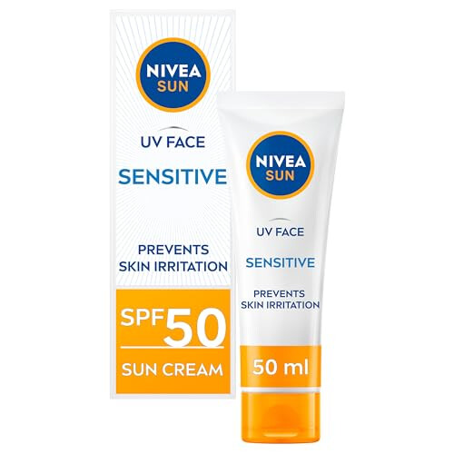 NIVEA Sun UV Face Sensitive SPF 50 Cream, UVA/UVB Protection, 50ml