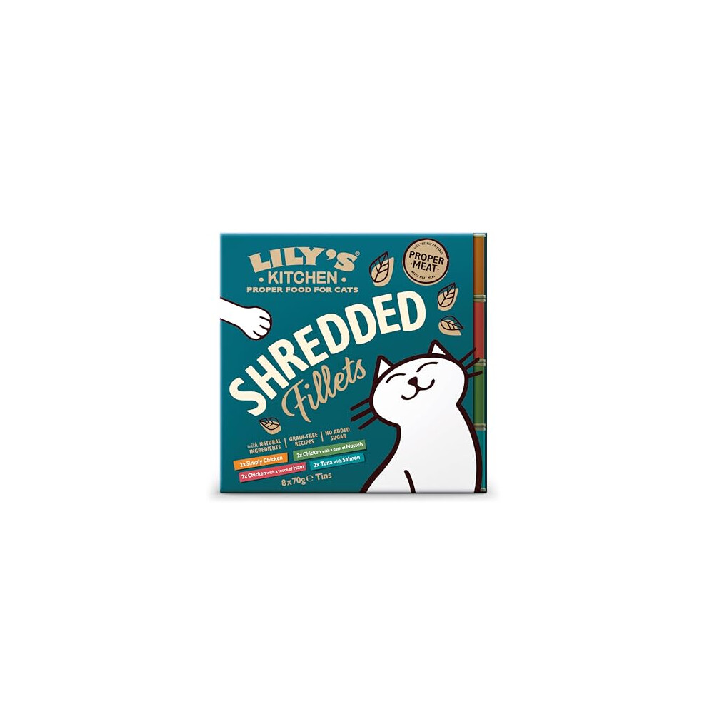 Lily's Kitchen Shredded Fillet Multipack Wet Cat Food Tins - 16 x 70g