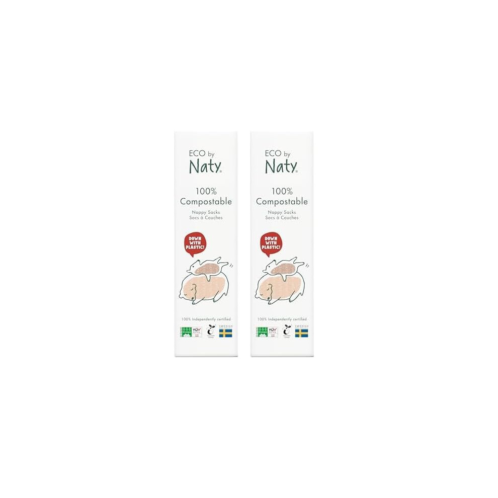 Eco By Naty Ecological Disposable Bags - Baby Nappy Sacks, 100% Compostable And Biodegradable (Pack Of 100 Pieces)