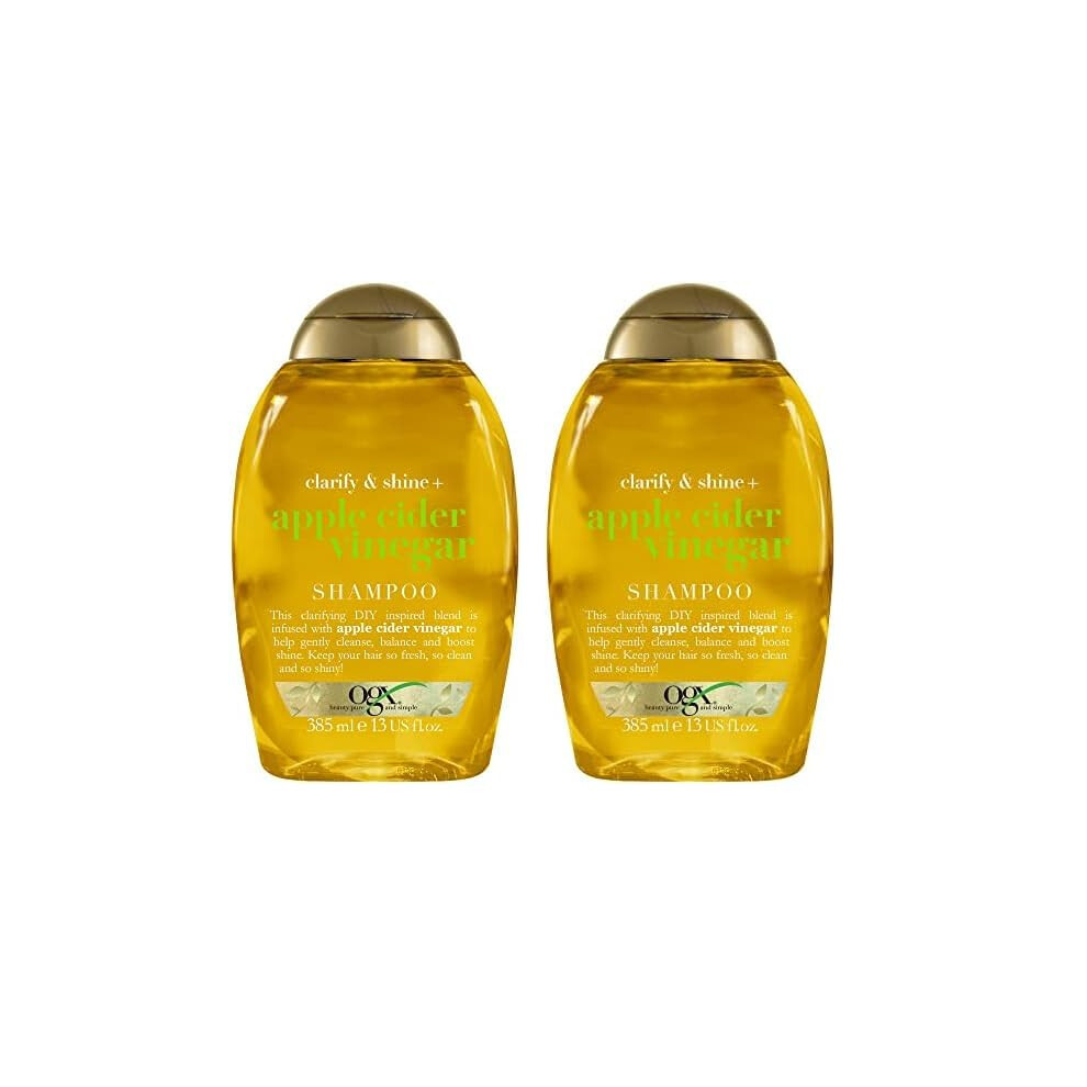 OGX Apple Cider Vinegar Clarifying Shampoo for Oily and Greasy Hair, 385 ml (Pack of 2)