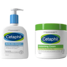 Cetaphil Hydrating Gentle Skin Cleanser 236ml + Body Moisturising Cream 450g Skincare Set, For Dry & Sensitive Skin