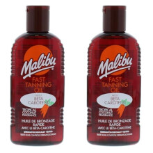 Malibu Sun Bronzing Fast Tanning Oil with Beta Carotene, Water Resistant, Tropical Coconut Fragrance, 200ml (Pack of 2)