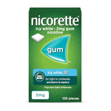 Nicorette Icy White 2mg Gum - 105 Pieces, Quit Smoking, Whitens Teeth