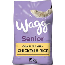 Wagg Senior Complete Dry Dog Food Chicken & Rice 15kg - 28% Meaty Ingredients