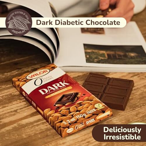 Valor Sugar Free Dark Chocolate Bar, 100g, Stevia 2