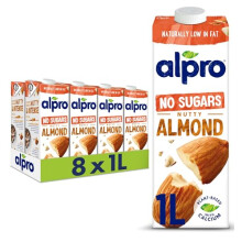 Alpro Almond No Sugars Plant-Based Long Life Drink, Vegan & Dairy Free, 1L (Pack of 8), 8.07 Kg