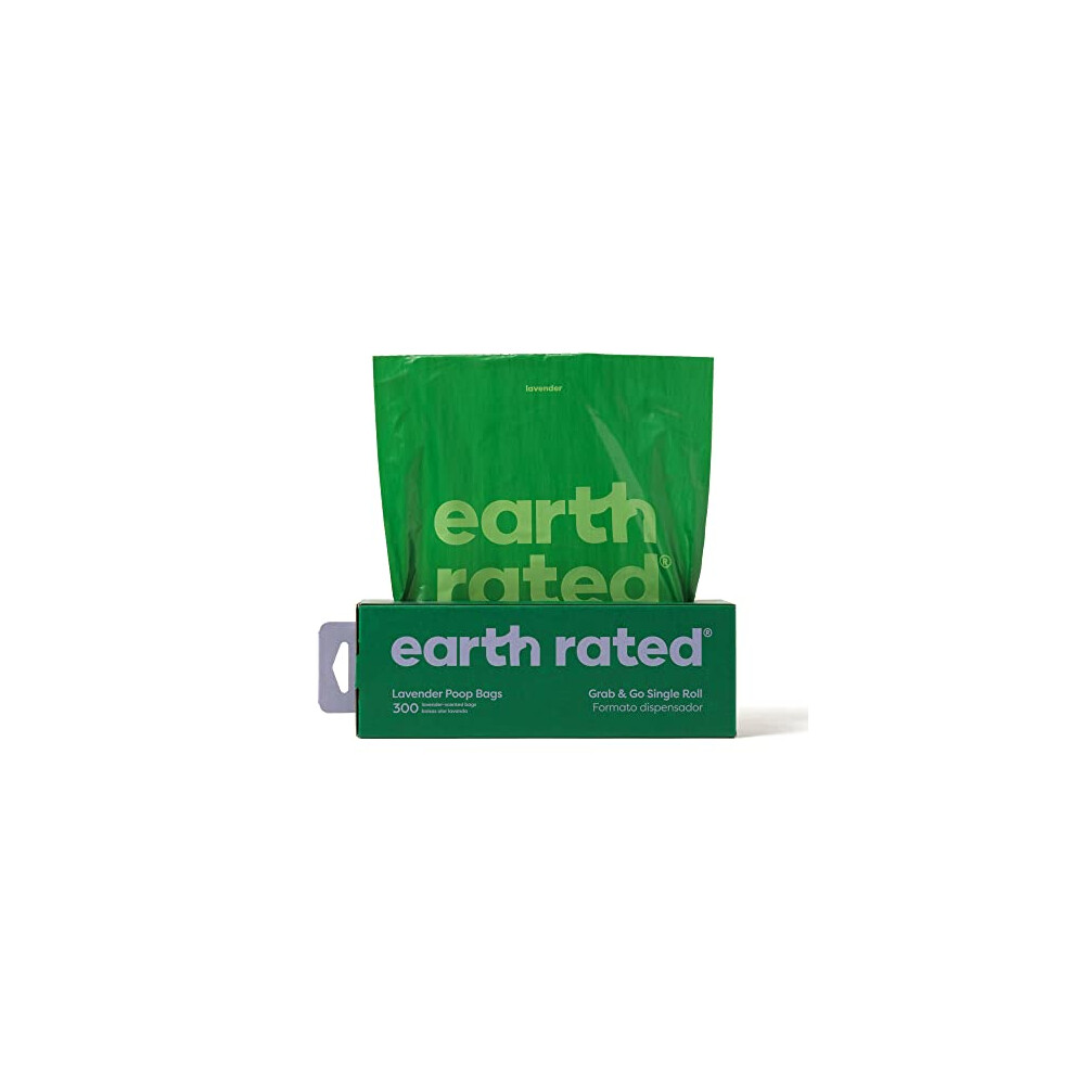 Earth Rated Dog Poo Bags, Thick Grab And Go Single Roll, Ideal For Backyard Pickups, Scented, 300 Bags Lavender