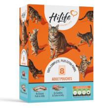 Hi-Co Hilife It's Only Natural Wet Cat Food The Fishy One, Pack of 8, Clear