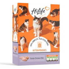 Other Hilife It's Only Natural Cat Pouch Kitten Tender Chicken 8x70g, Clear