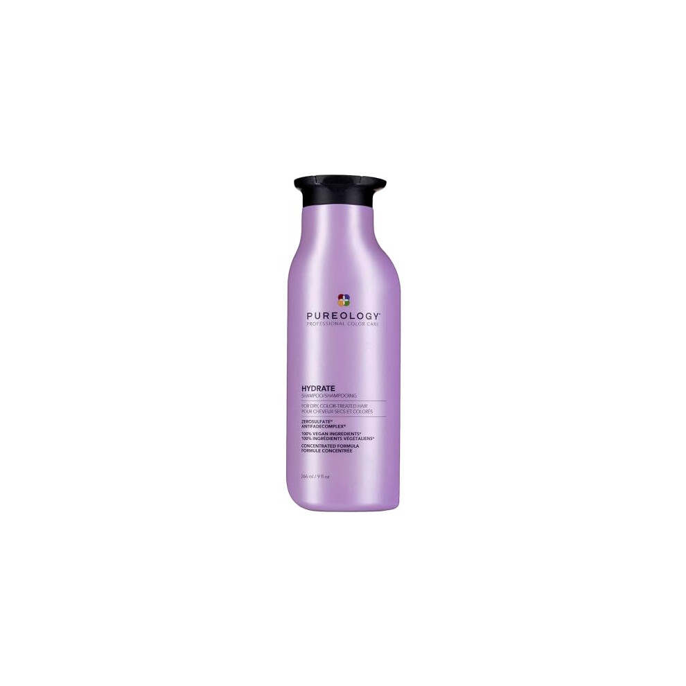 Pureology Hydrate, Moisturising Shampoo, For Medium to Thick Dry, Colour Treated Hair, Vegan Formulas, Sulphate Free for a Gentle Cleanse 266ml