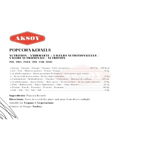 AKSOY Popping Corn Kernels - 1.25KG 1