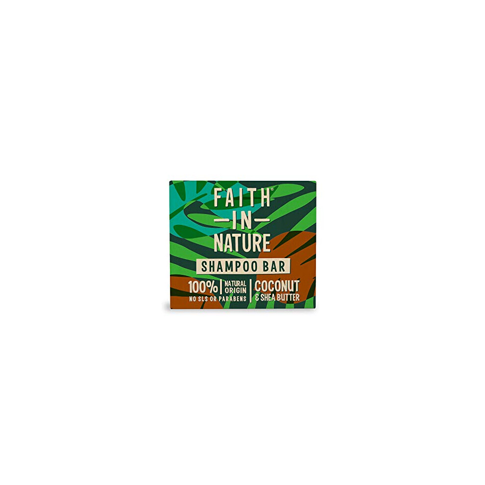 Faith In Nature Natural Coconut & Shea Butter Shampoo Bar, Hydrating, Vegan & Cruelty Free, Paraben and SLS Free, for Normal to Dry Hair, 85g